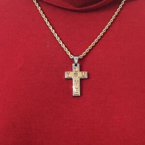 LOVE Cross Gold Stainless Steel on Gold Stainless Steel Chain. Precious!